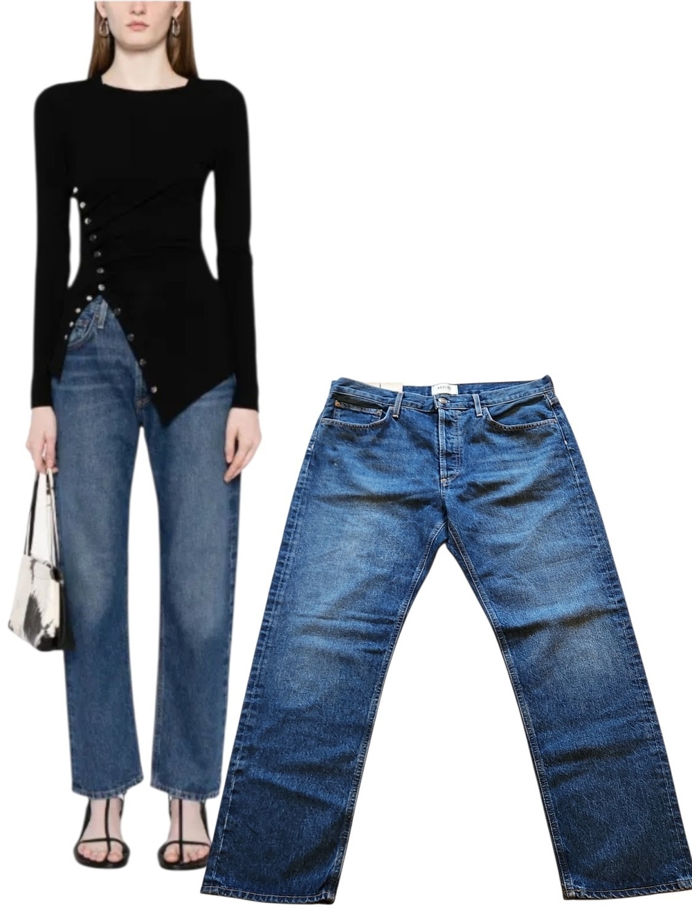 NWT Agolde Parker Long Low Slung Fairway Wash Vtg Relaxed Straight Leg Jeans 30